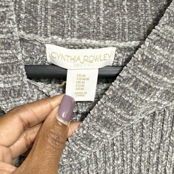 Cynthia Rowley Gray Chenille Turtleneck Sweater Women’s Medium Soft Cozy Knit - Picture 5 of 9